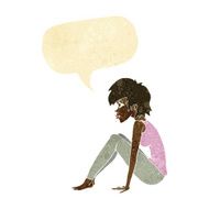 cartoon woman sitting with speech bubble N3