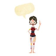 cartoon woman covered in tattoos with speech bubble N2