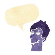 cartoon vampire face with speech bubble N5