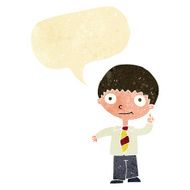 cartoon school boy with idea speech bubble N6