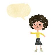 cartoon annoyed old woman with speech bubble N4