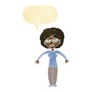 cartoon woman shrugging shoulders with speech bubble N85