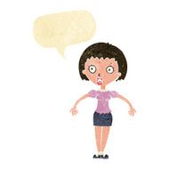cartoon confused woman shrugging shoulders with speech bubble N2