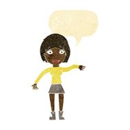 cartoon surprised woman with speech bubble N43