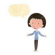cartoon suspicious woman with speech bubble N4