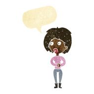 cartoon surprised woman with speech bubble N44