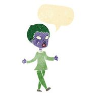 cartoon halloween zombie woman with speech bubble N2