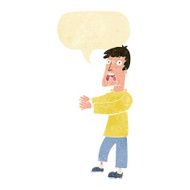 cartoon terrified man with speech bubble N41