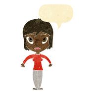 cartoon woman shrugging shoulders with speech bubble N89