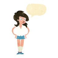 cartoon pretty woman with speech bubble N49