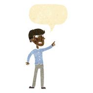cartoon man pointing with speech bubble N28