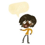 cartoon surprised woman pointing with speech bubble N2