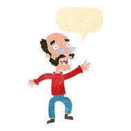 cartoon frightened old man with speech bubble N6