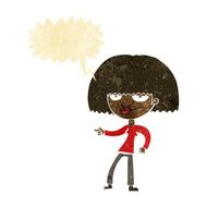 cartoon happy woman pointing with speech bubble N12