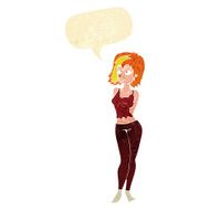 cartoon attractive girl with speech bubble N4