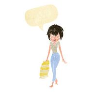 cartoon woman going to bed with speech bubble N2