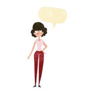 cartoon pretty woman with speech bubble N50