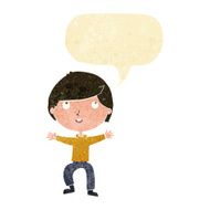 Cartoon happy boy with speech bubble N35