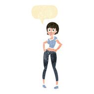 cartoon pretty woman with speech bubble N53