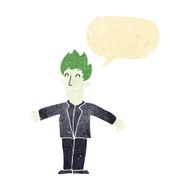 cartoon happy vampire with speech bubble N7