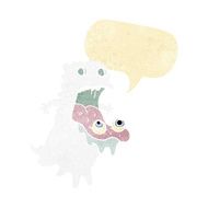 cartoon gross ghost with speech bubble N8