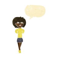 cartoon shocked woman with speech bubble N19