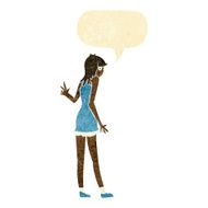 cartoon woman waving with speech bubble N60