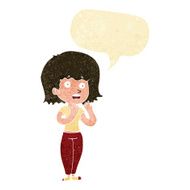 cartoon shocked woman with speech bubble N20