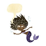 cartoon mermaid with speech bubble N13