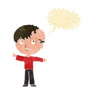 cartoon boy with growth on head speech bubble N7