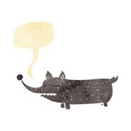 cartoon funny little dog with speech bubble N3