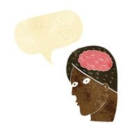 cartoon head with brain symbol speech bubble N7