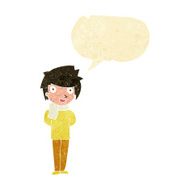 cartoon friendly man with speech bubble N3