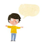 cartoon worried boy with speech bubble N6