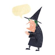 cartoon ugly old witch with speech bubble N2