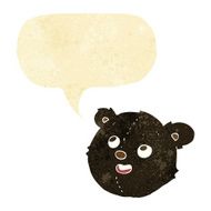 cartoon black bear face with speech bubble N5