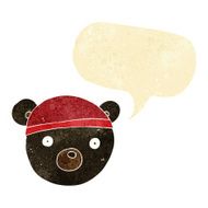 cartoon black bear face with speech bubble N6