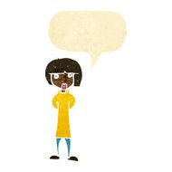 cartoon curious woman with speech bubble N10