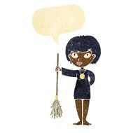 cartoon pretty witch girl with speech bubble N2