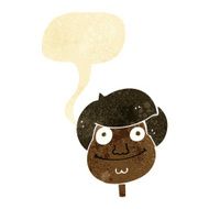 cartoon happy boy's face with speech bubble N4