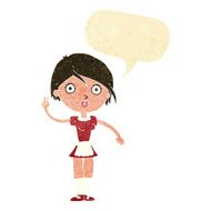cartoon waitress making hand gesture with speech bubble N2