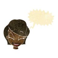 cartoon pretty female face with speech bubble N19