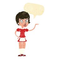 cartoon waitress with speech bubble N5