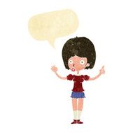 cartoon woman explaining her point with speech bubble N6