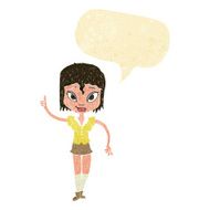 cartoon woman making point with speech bubble N3