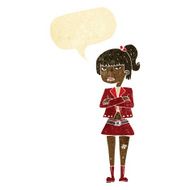 cartoon cool girl with speech bubble N3