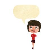 cartoon happy woman with speech bubble N46