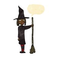 cartoon witch with speech bubble