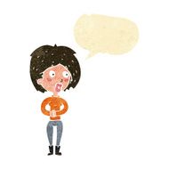 cartoon surprised woman with speech bubble N46