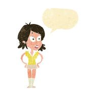 cartoon woman with hands on hips speech bubble N40